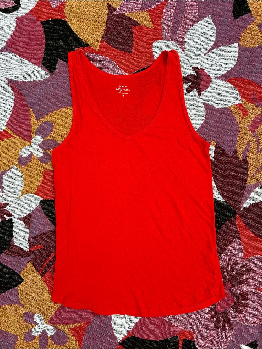 J. Crew Vintage Cotton Bright Red Scoop Neck Tank